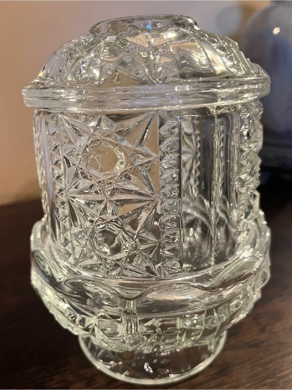 Vintage Indiana Glass Stars & Bars Fairy Lamp